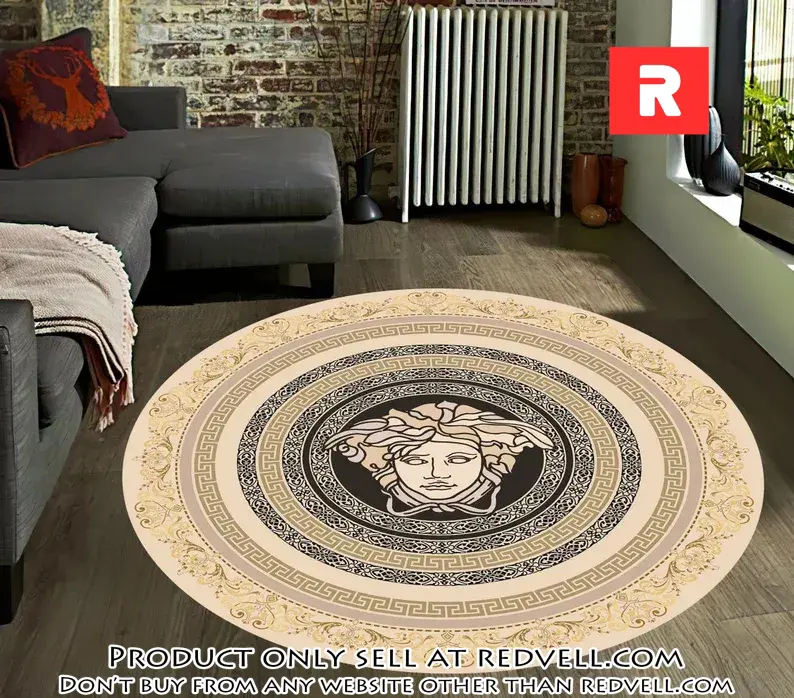 Versace medusa greek round rug carpet luxury brand fashion home decor rv4517166